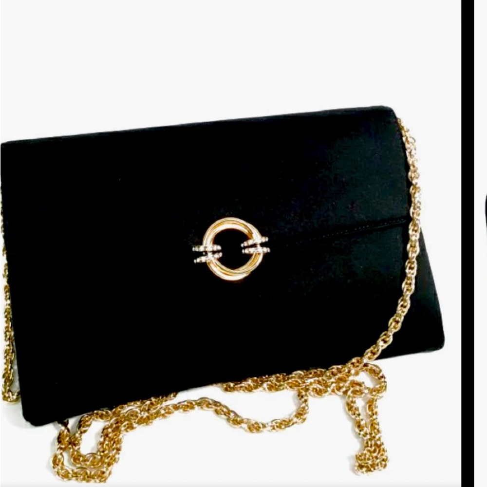 RODO Italy black Chain Strap Purse/Swarovski crystals clasp /NWOT